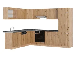 Cocina esquinera roble artesanal/roble dorado 287x60x81.6 r-line