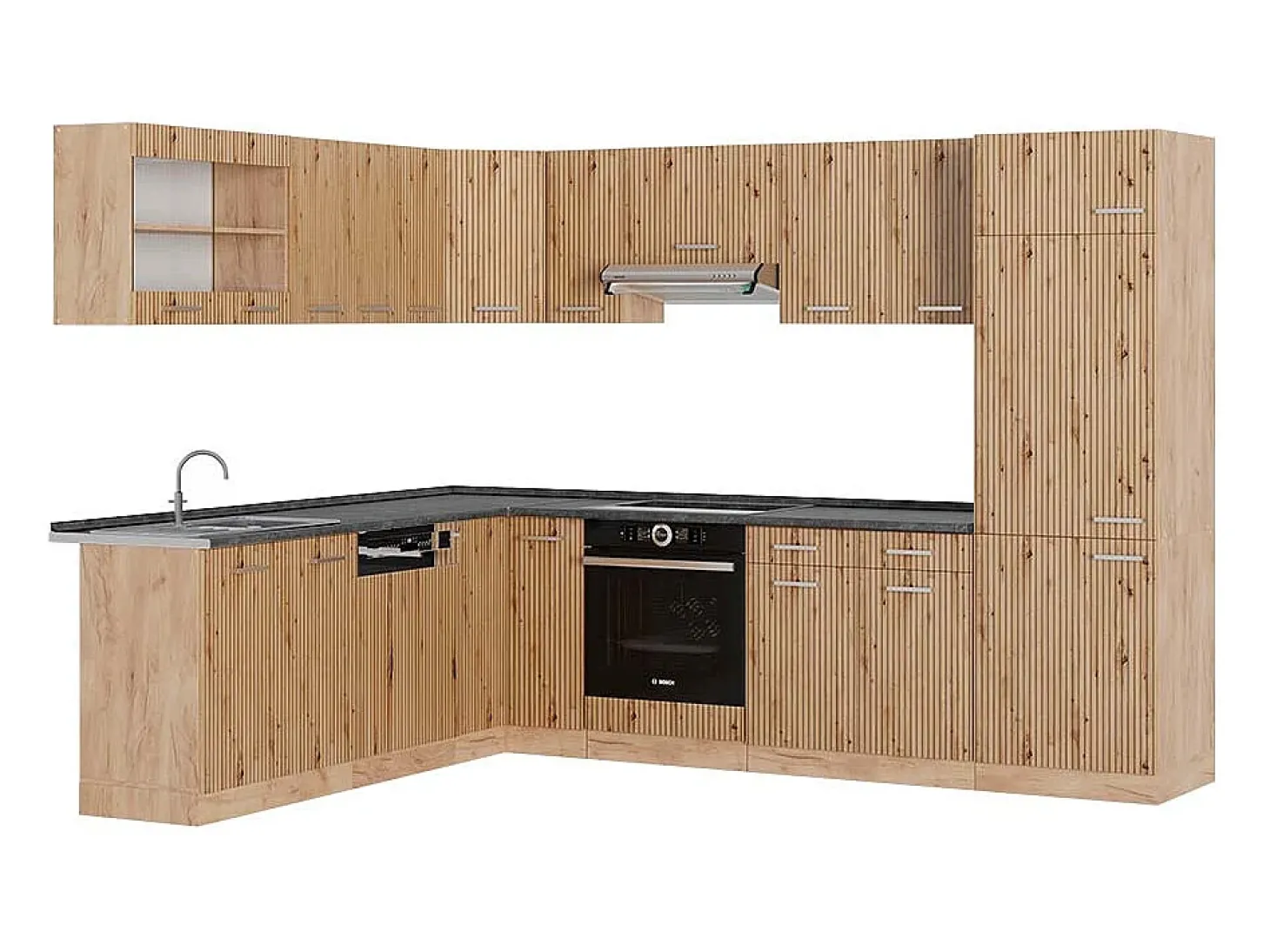 Cocina esquinera roble artesanal/roble dorado 287x60x81.6 r-line
