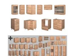 Cocina esquinera roble dorado 190x46x81.6 fame-line