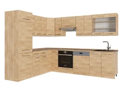 Cocina esquinera roble dorado 287x46x81.6 fame-line