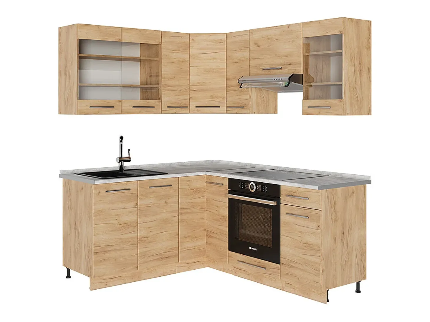 Cocina esquinera roble dorado 190x60x81.6 fame-line