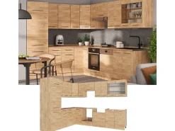 Cocina esquinera roble dorado 287x60x81.6 fame-line