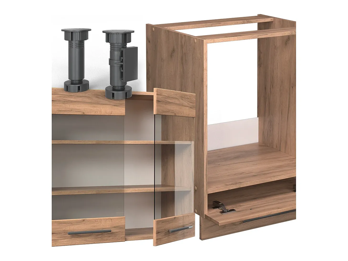 Cocina esquinera roble dorado 287x60x81.6 fame-line