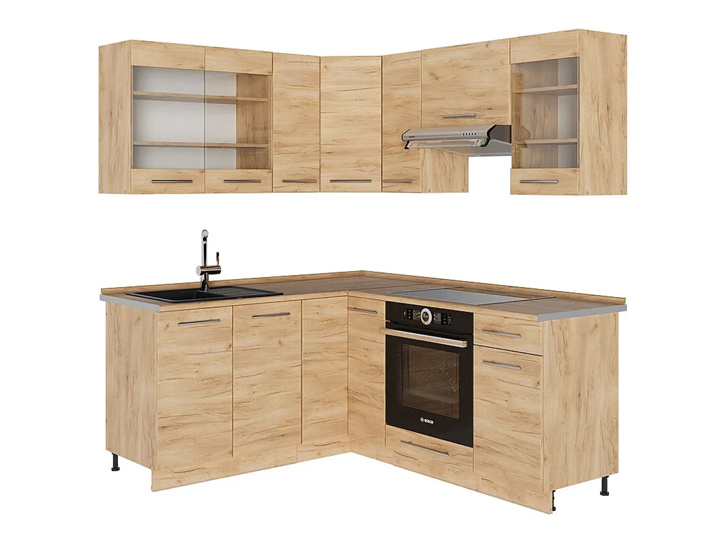 Cocina esquinera roble dorado 190x60x81.6 fame-line