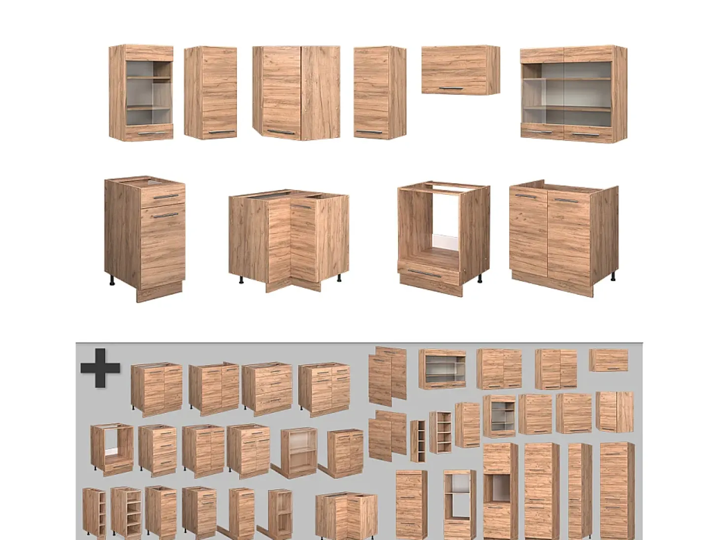 Cocina esquinera roble dorado 190x60x81.6 fame-line
