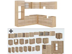 Cocina esquinera roble sonoma/goldkraft 247x60x81.6 r-line