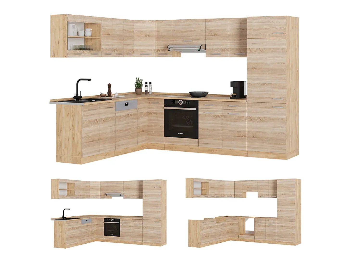 Cocina esquinera roble sonoma/goldkraft 287x46x81.6 r-line