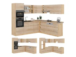 Cocina esquinera roble sonoma/goldkraft 247x46x81.6 r-line