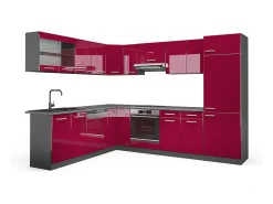 Cocina esquinera rojo brillo intenso/antracita 287x46x81.6 r-line