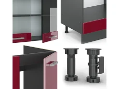 Cocina esquinera rojo brillo intenso/antracita 287x60x81.6 r-line