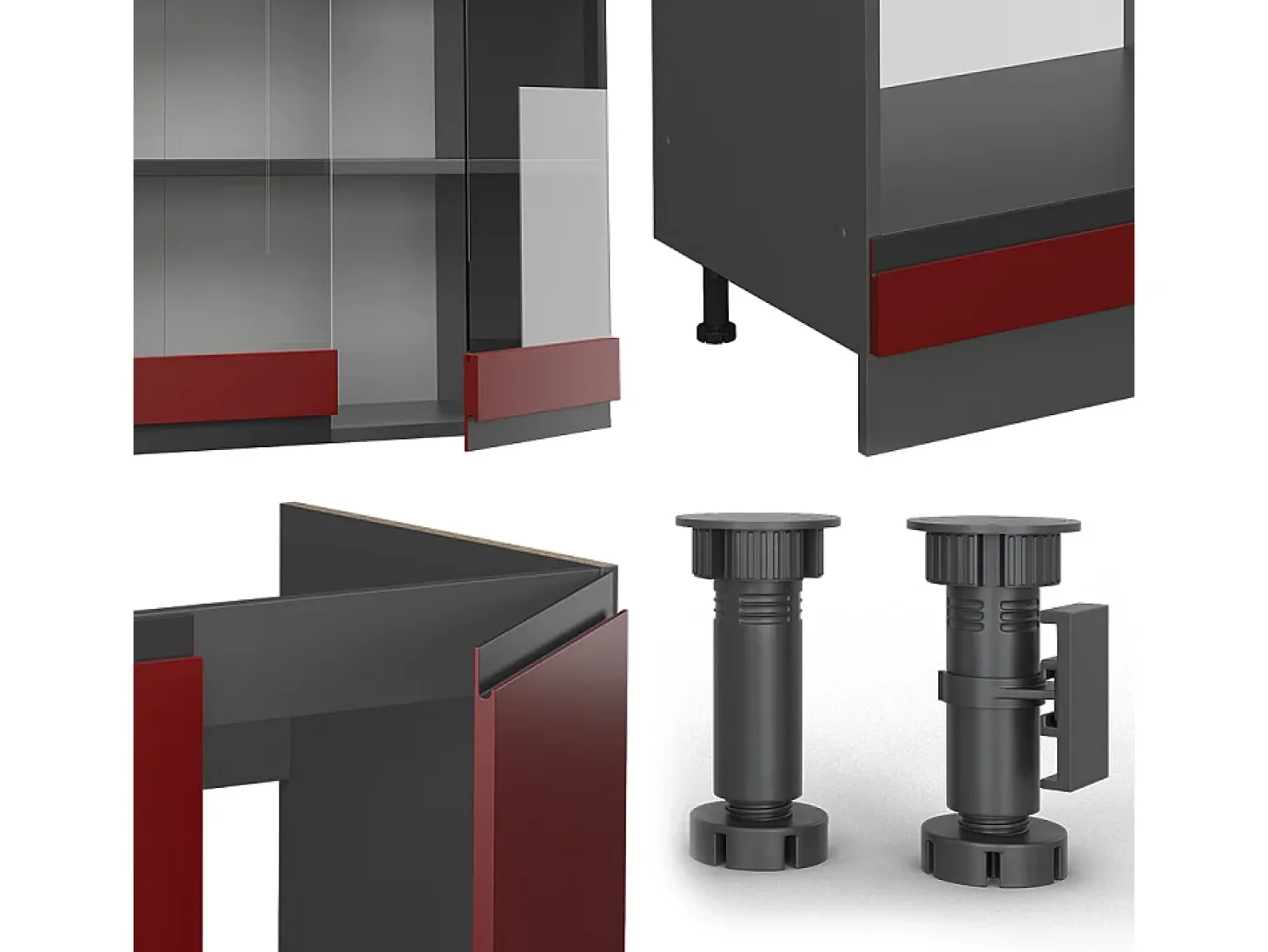 Cocina esquinera rojo/antracita 277x60x81.6 r-line
