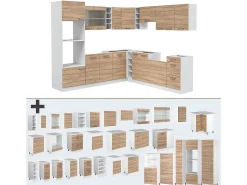 Cocina esquinera sonoma/blanco 247x60x81.6 r-line