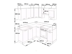 Cocina esquinera sonoma/blanco 187x60x81.6 rick
