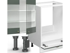 Cocina esquinera verde-dorado casa de campo/blanco 347x46x81.6 fame-line