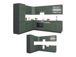 Cocina esquinera verde-dorado casa de campo/antracita 287x60x81.6 fame-line