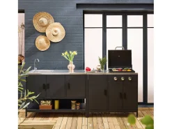 Cocina exterior acero inoxidable barbacoa gas 3 quemadores con