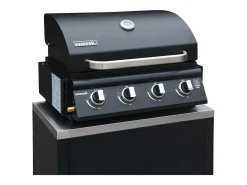 Cocina exterior completa de acero inoxidable con barbacoa de gas de 4