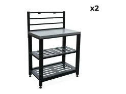Cocina exterior completa de acero inoxidable de 6 módulos negro