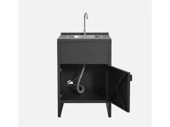 Cocina exterior de acero con fregadero y 1 puerta, 60cm negro