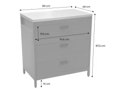 Cocina exterior de acero 3 cajones, 80cm negro