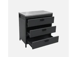 Cocina exterior de acero 3 cajones, 80cm negro