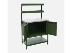 Cocina exterior de acero con 2 estanterías colgantes y 2 puertas, 80cm