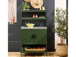 Cocina exterior de acero con 2 estanterías colgantes y 2 puertas, 80cm