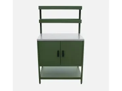 Cocina exterior de acero con 2 estanterías colgantes y 2 puertas, 80cm