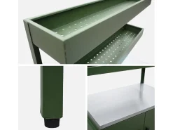Cocina exterior de acero con 2 estanterías colgantes y 2 puertas, 80cm