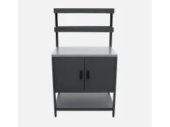 Cocina exterior de acero con 2 estanterías colgantes y 2 puertas, 80cm