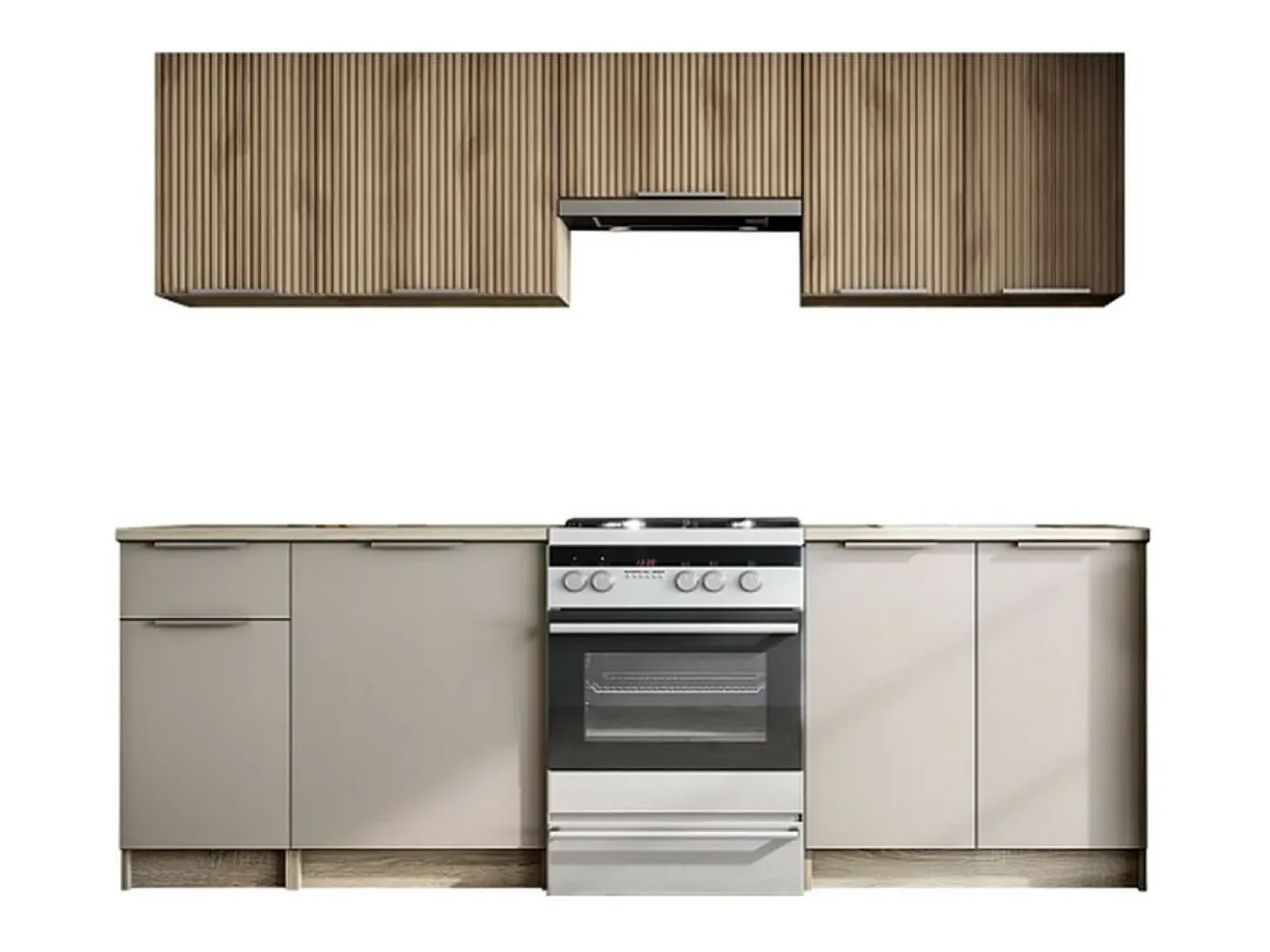 Cocina gris ceniza con aspecto de roble Sonoma 240 cm Psyché