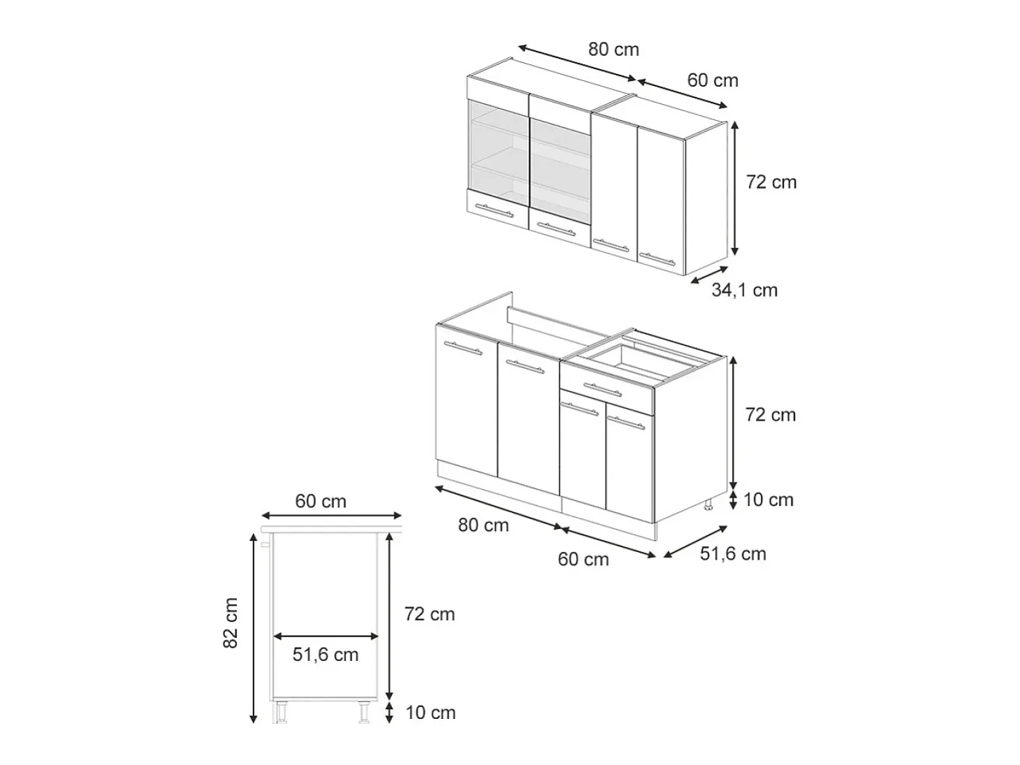 Cocina individual azul oscuro alto brillo/blanco 140x46x81.6 fame-line