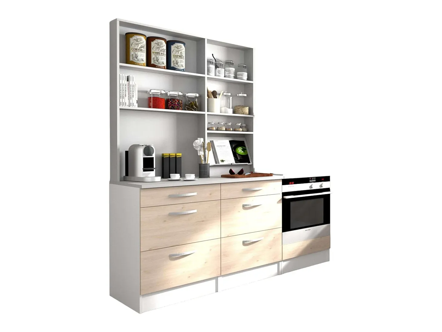 Cocina Modular Eko 4 Muebles Roble Jackson y Blanco 180 cm