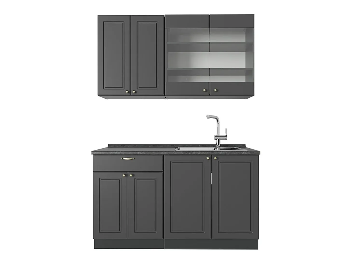 Cocina para solteros antracita-oro landhaus 140x46x81.6 fame-line
