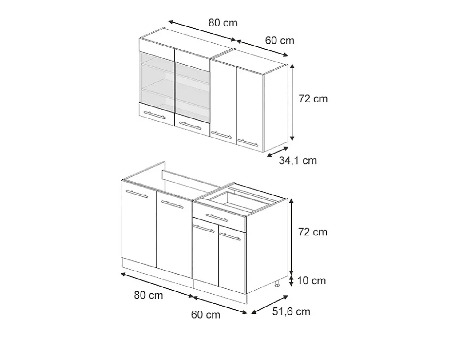 Cocina para solteros antracita-oro landhaus 140x46x81.6 fame-line
