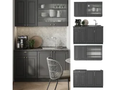 Cocina para solteros antracita-oro landhaus 140x46x81.6 fame-line
