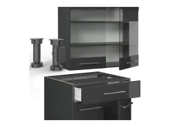 Cocina para solteros antracita alto brillo 140x60x81.6 fame-line
