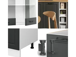 Cocina para solteros antracita casa de campo/blanco 160x60x81.6 r-line
