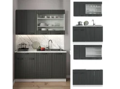 Cocina para solteros antracita casa de campo/blanco 140x60x81.6 fame-line