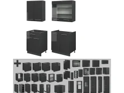 Cocina para solteros antracita alto brillo 140x46x81.6 fame-line