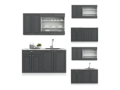 Cocina para solteros antracita-oro/blanco 140x60x81.6 fame-line