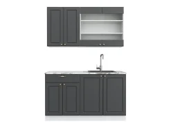 Cocina para solteros antracita-oro/blanco 140x60x81.6 fame-line