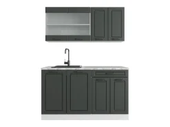 Cocina para solteros antracita casa de campo/blanco 140x60x81.6 r-line