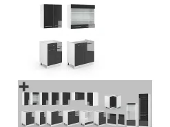 Cocina para solteros antracita brillo intenso/blanco 140x60x81.6 fame-line