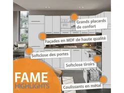 Cocina para solteros antracita casa de campo/blanco 140x46x81.6 fame-line
