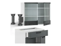 Cocina para solteros antracita casa de campo/blanco 140x46x81.6 fame-line