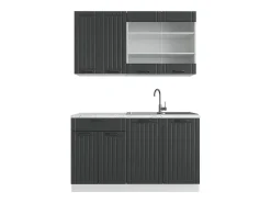 Cocina para solteros antracita casa de campo/blanco 140x46x81.6 fame-line