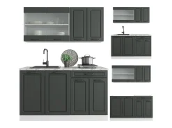 Cocina para solteros antracita casa de campo/blanco 140x46x81.6 r-line