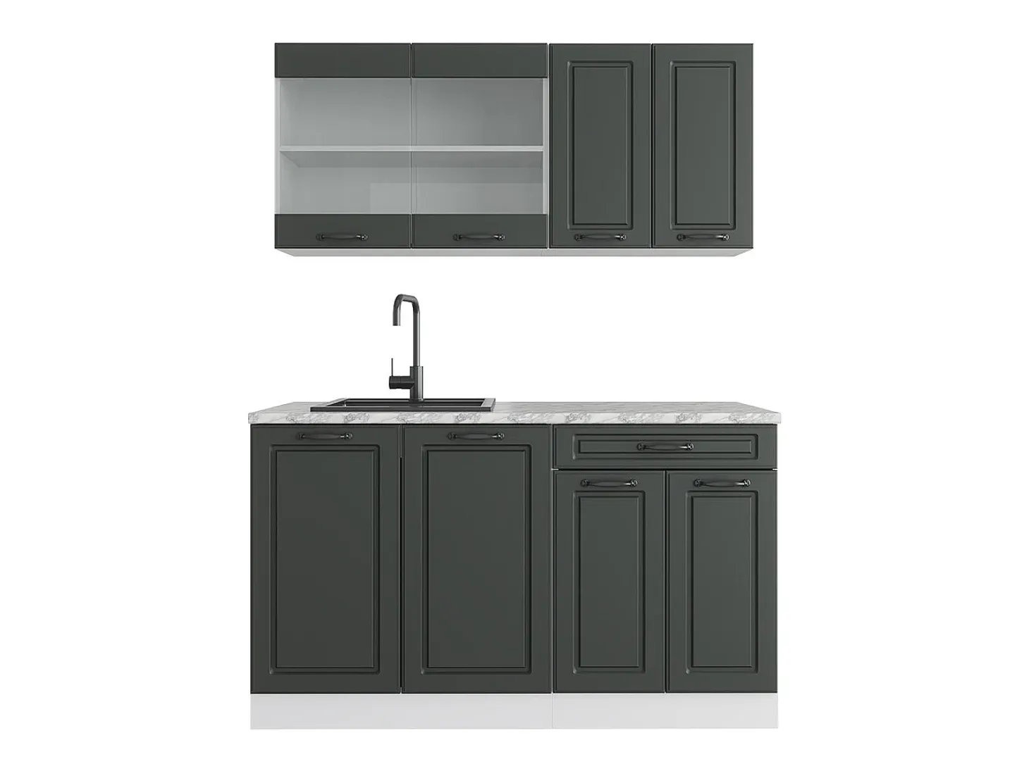 Cocina para solteros antracita casa de campo/blanco 140x46x81.6 r-line