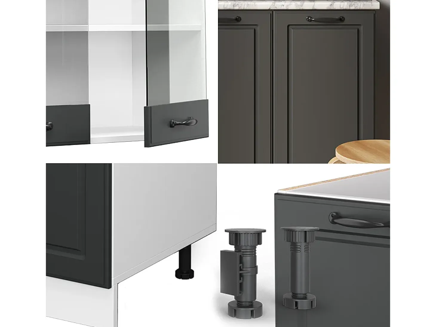 Cocina para solteros antracita casa de campo/blanco 140x46x81.6 r-line